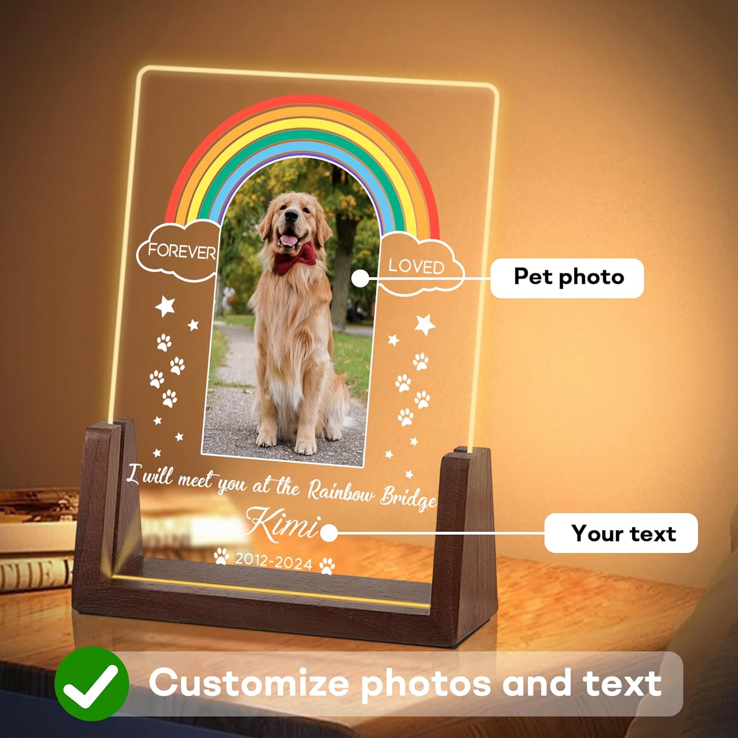 Custom Dog Memorial Acrylic Plaque Picture Frame